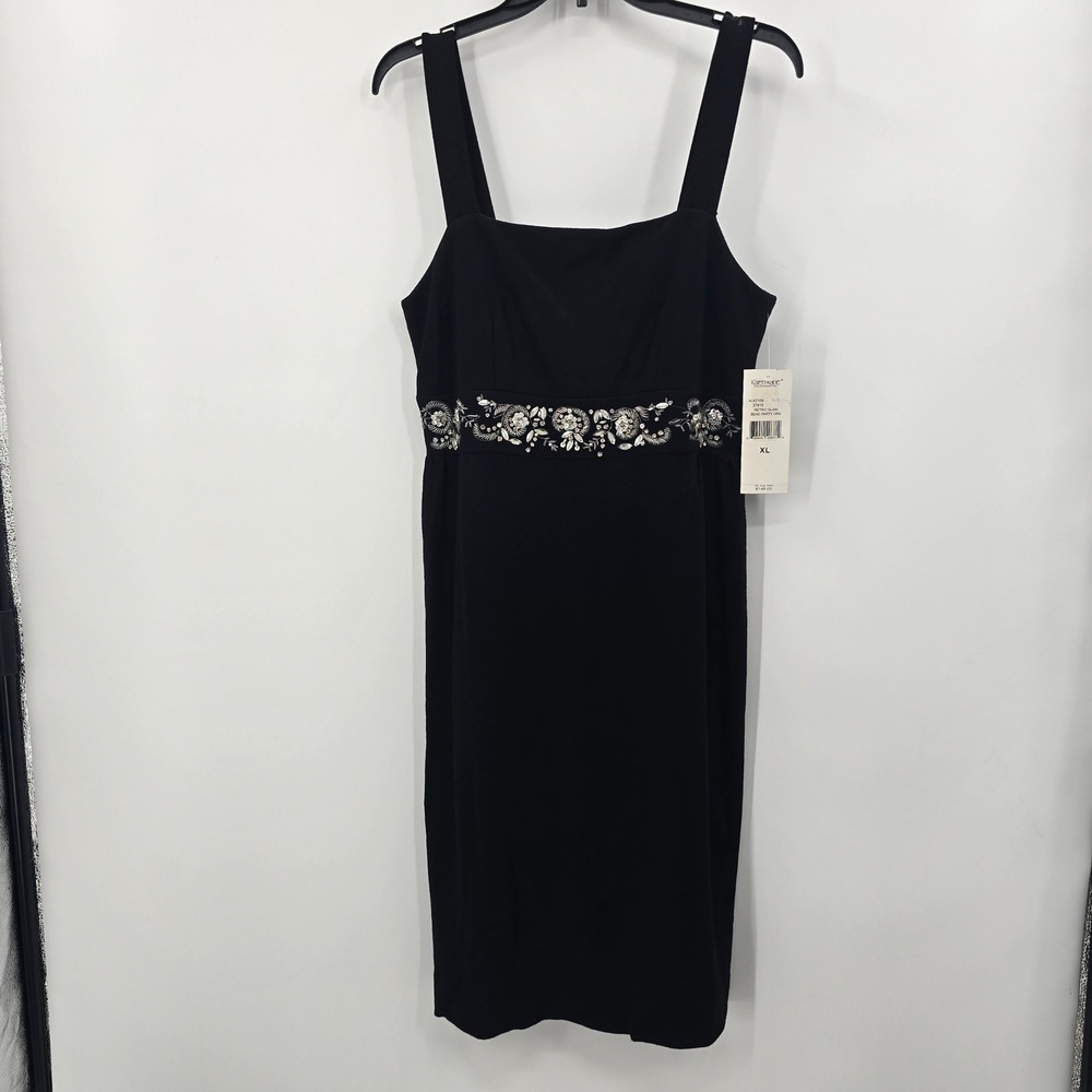 Karen Kane Glam Bead Party Dress Black XL Sleeveless Cocktail‎ Sheath